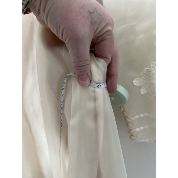 VTG 1970s Wedding Dress Empire Waist Sz Small High Neck Boho Ivory Hippie - Picture 12 of 16